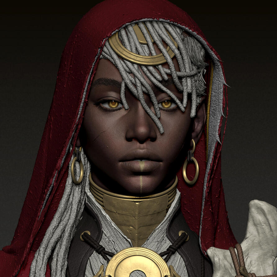 Personal work Wip character high-poly, concept by Areum Jeong.